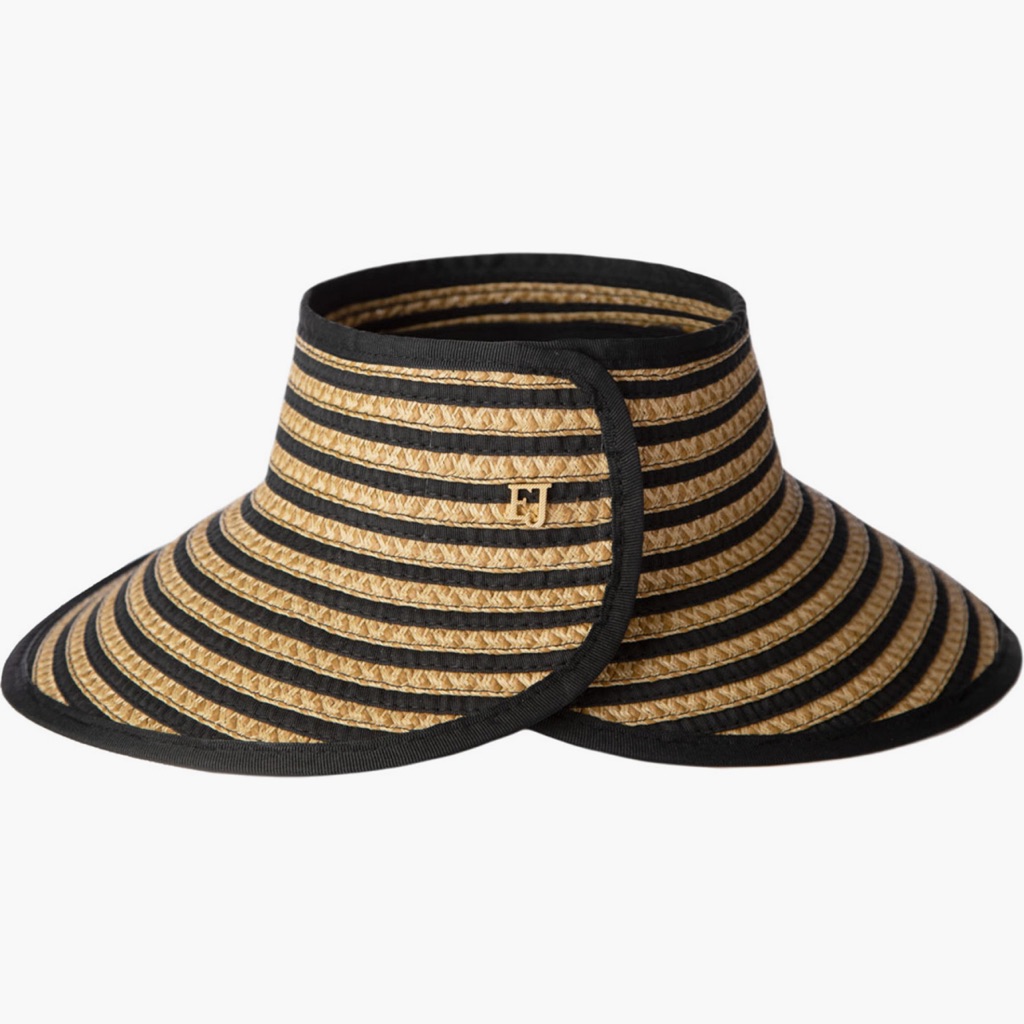 Eric Javits Brooke Visor Black/Natural Os Nwot